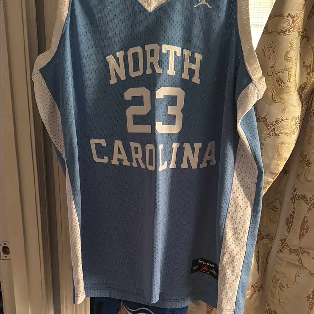 Jordan Blue and White Basketball Jersey